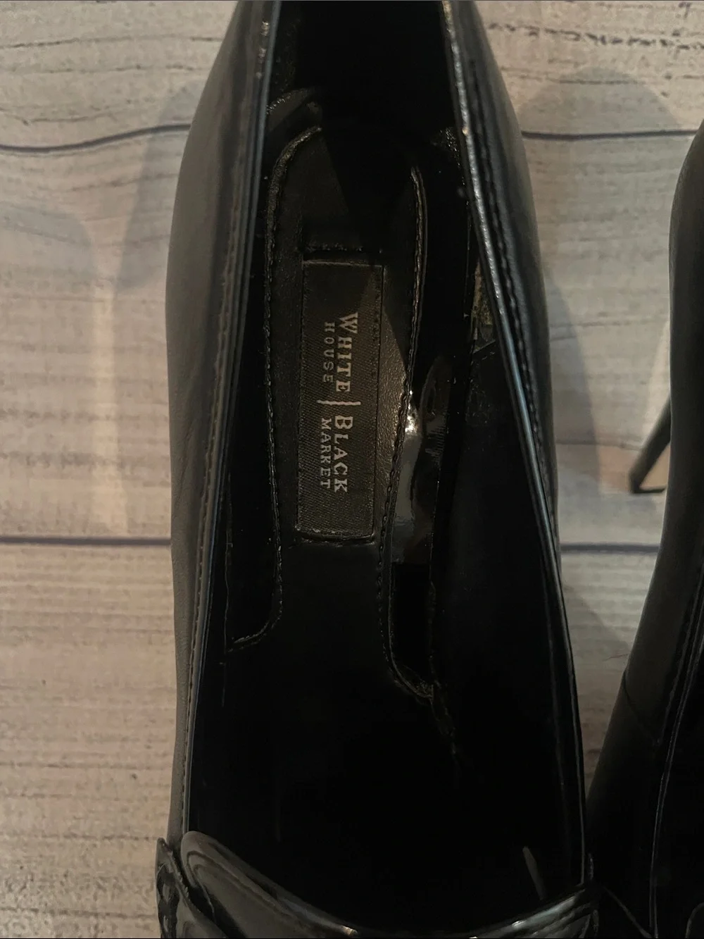 White House Black Market Black Patent Tassel Platform Loafers